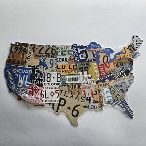 License Plate USA map - metal sign wall decor